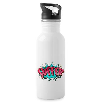 Suffer: Suffering with Style - Cartoon Satire - Water bottle with straw - white - Right