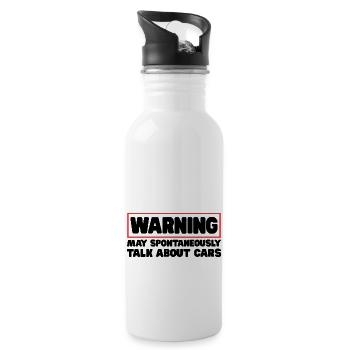 Warning May Spontaneously Talk About Cars - Water bottle with straw - white - Right