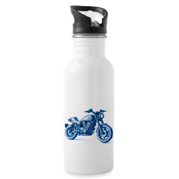 8 Bit Naked Bike Motorcycle for Bikers and Bikers - Water bottle with straw - white - Right