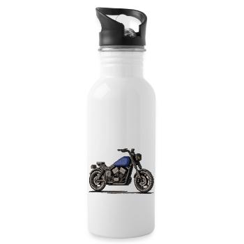 Chopper as a vintage motorcycle in pixel art - Water bottle with straw - white - Right