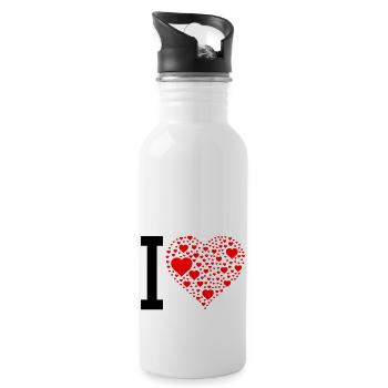 i love design 2 - Trinkflasche mit integriertem Trinkhalm - Weiß - Rechts