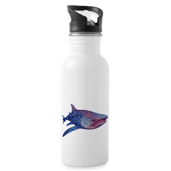 A whale shark is the largest living fish - Water bottle with straw - white - Right