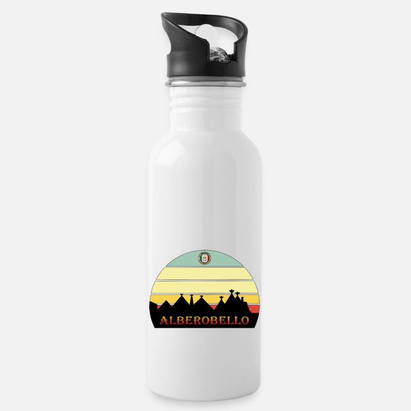 Alberobello trulli Apulia - Water bottle with straw - white