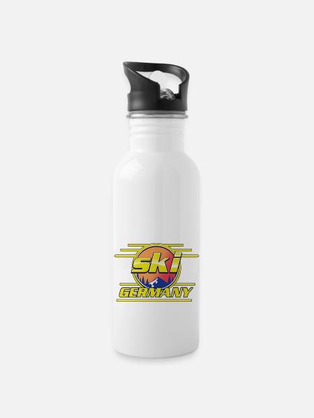 Ski Germany retro style ski logo - Water bottle with straw - white