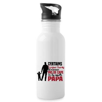 Certains super héros on les appelle papa - Gourde avec paille intégrée - blanc - Droite