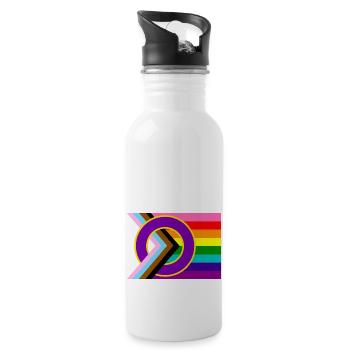Progressive Pride-Flagge - Trinkflasche mit integriertem Trinkhalm - Weiß - Rechts