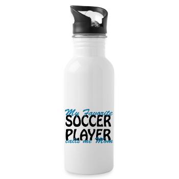 Fußball Soccer - Trinkflasche mit integriertem Trinkhalm - Weiß - Rechts