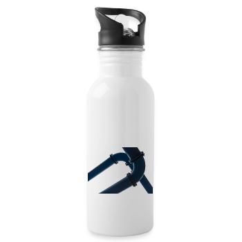 Zwei Wasserleitungen überlappen sich unter freiem Himmel - Trinkflasche mit integriertem Trinkhalm - Weiß - Rechts