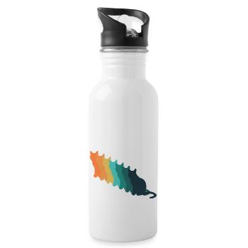 Retro-Katze - Trinkflasche mit integriertem Trinkhalm - Weiß - Rechts