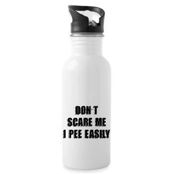 Dont Scare Me I Pee Easily Sarcastic Halloween - Water bottle with straw - white - Right
