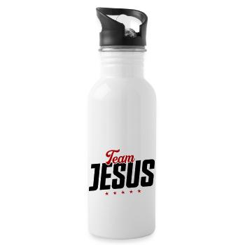 team jesus - Trinkflasche mit integriertem Trinkhalm - Weiß - Rechts