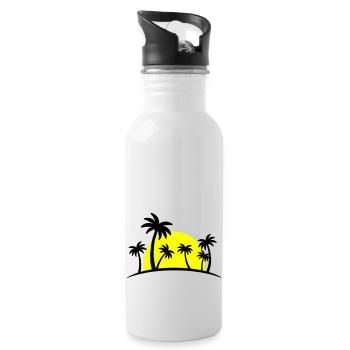 beach palms 2 - Trinkflasche mit integriertem Trinkhalm - Weiß - Rechts