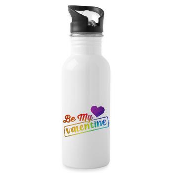 Love me Valentine Happy Valentines Valentines - Water bottle with straw - white - Right