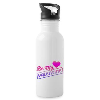 Love me Valentine Happy Valentines Valentines - Water bottle with straw - white - Right