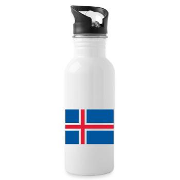 Iceland flag / Drapeau Islande - Gourde avec paille intégrée - blanc - Droite