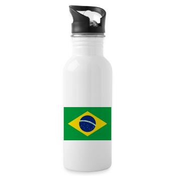 Brazil flag / Drapeau Brésil - Water bottle with straw - white - Right