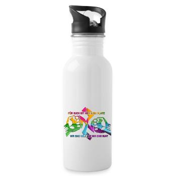 FÜR EUCH IST HIER KEIN PLATZ WIR SIND VIELE ...... - Trinkflasche mit integriertem Trinkhalm - Weiß - Rechts