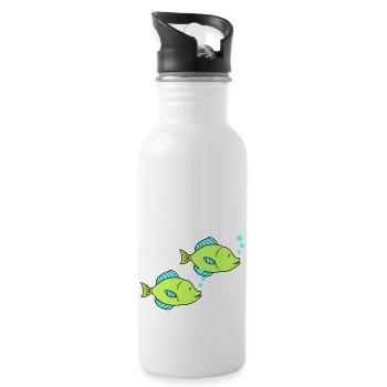 fische comic 2 - Trinkflasche mit integriertem Trinkhalm - Weiß - Rechts