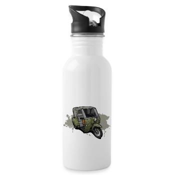 Duo DDR Dreirad - Illustration - Trinkflasche mit integriertem Trinkhalm - Weiß - Rechts