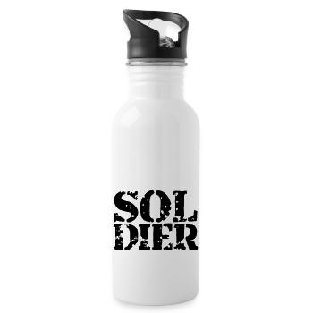Stempel Soldat Logo Krieg General Freiheitskämpfer - Trinkflasche mit integriertem Trinkhalm - Weiß - Rechts