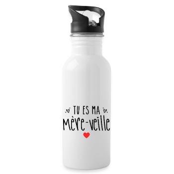 Mother's Day Puns Mom Gift - Water bottle with straw - white - Right