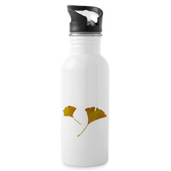 Herbstblätter von Ginkgo biloba - Trinkflasche mit integriertem Trinkhalm - Weiß - Rechts