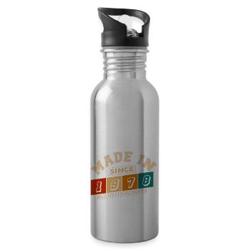 Made in 1978 Birthday 46 Years - Water bottle with straw - silver - Right