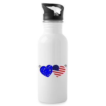 Die Europa Amerika Liebe - Trinkflasche mit integriertem Trinkhalm - Weiß - Rechts