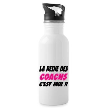 La reine des COACHS c'est moi !!! - Gourde avec paille intégrée - blanc - Droite