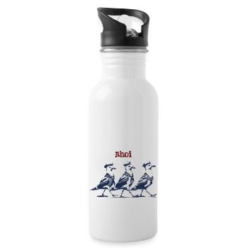 Ahoi Möwen - Trinkflasche mit integriertem Trinkhalm - Weiß - Rechts