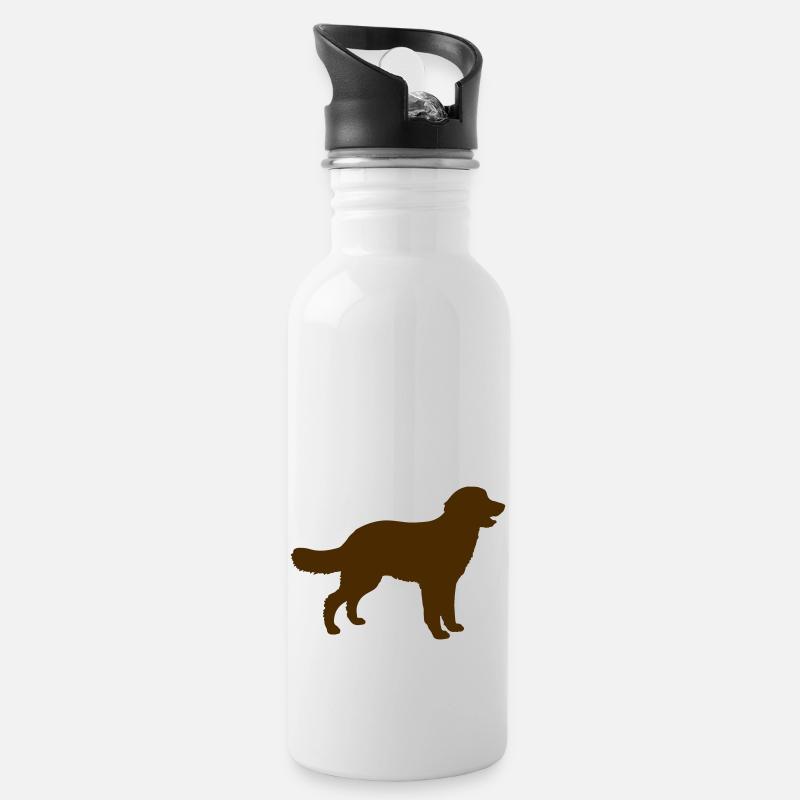 hund - Trinkflasche mit integriertem Trinkhalm - Weiß