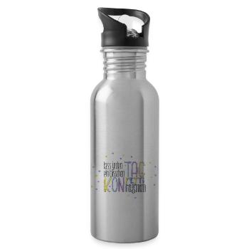 Lass jeden Tag ein bisschen Konfetti regnen - Trinkflasche mit integriertem Trinkhalm - Lightsilver - Rechts