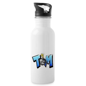 Graffiti Name TOM Druckbar auf allem! - Trinkflasche mit integriertem Trinkhalm - Weiß - Rechts