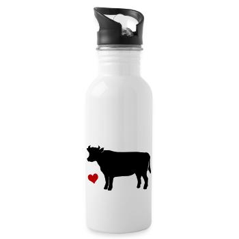 Kuh - Trinkflasche mit integriertem Trinkhalm - Weiß - Rechts