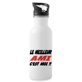 The best FRIEND is me!! - Water bottle with straw - white - Right