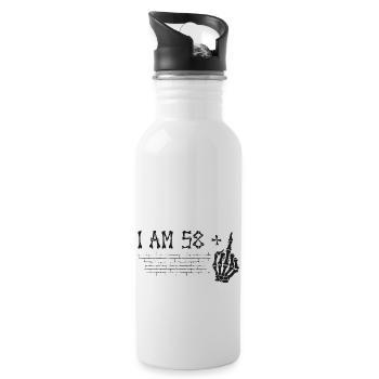I Am 58 Plus Middle Finger - 59th Birthday - Water bottle with straw - white - Right