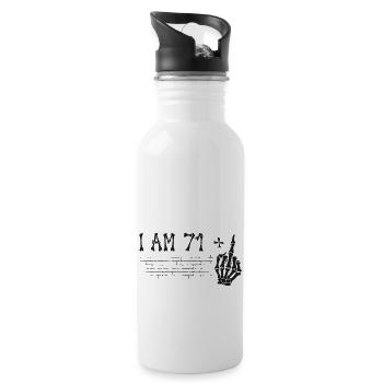 Ich bin 71 plus Mittelfinger - 72. Geburtstag - Trinkflasche mit integriertem Trinkhalm - Weiß - Rechts