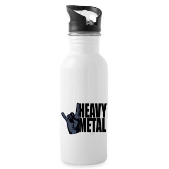 Heavy Metal Rock Musique Cors Geste Main Texte Logo - Gourde avec paille intégrée - blanc - Droite