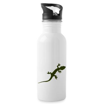 Gecko Echse - Trinkflasche mit integriertem Trinkhalm - Weiß - Rechts