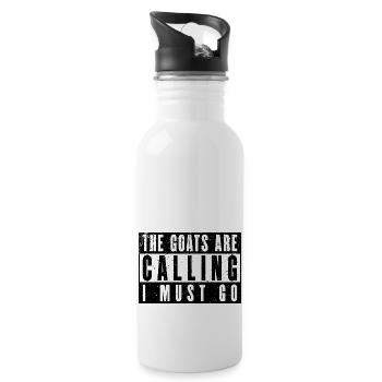 The goats are calling – time to go - Water bottle with straw - white - Right