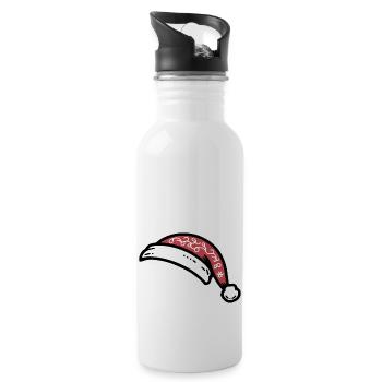 Weihnachtsmütze - Trinkflasche mit integriertem Trinkhalm - Weiß - Rechts
