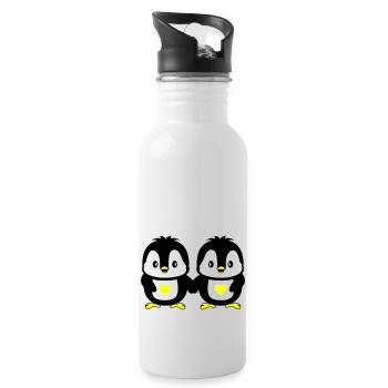 Pingouins Amour mignon - Gourde avec paille intégrée - blanc - Droite