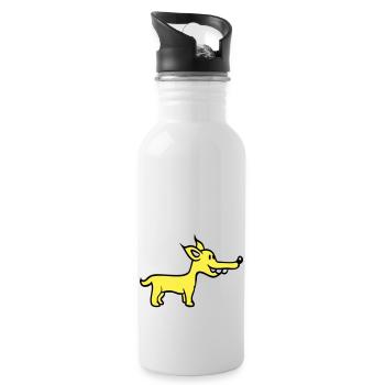 Dog Stands Cute Little Happy Puppy Pet - Water bottle with straw - white - Right