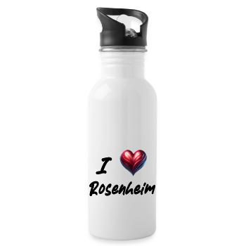 i love Rosenheim - Trinkflasche mit integriertem Trinkhalm - Weiß - Rechts