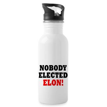 nobody elected elon - Water bottle with straw - white - Right