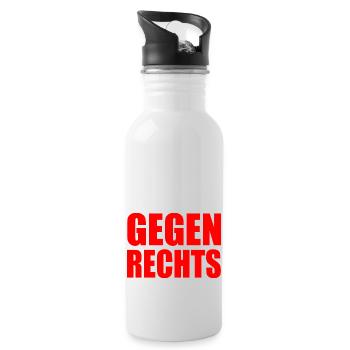 Gegen rechts - Trinkflasche mit integriertem Trinkhalm - Weiß - Rechts