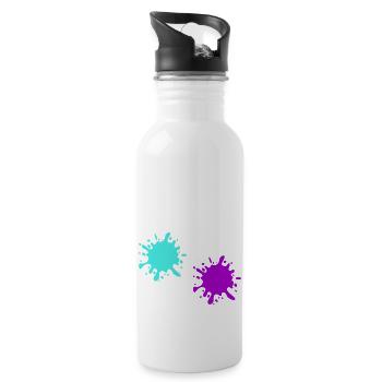 Splashes of paint - Water bottle with straw - white - Right