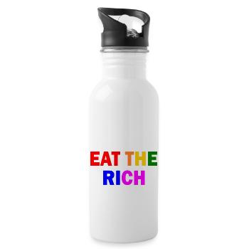 Eat the rich - Trinkflasche mit integriertem Trinkhalm - Weiß - Rechts