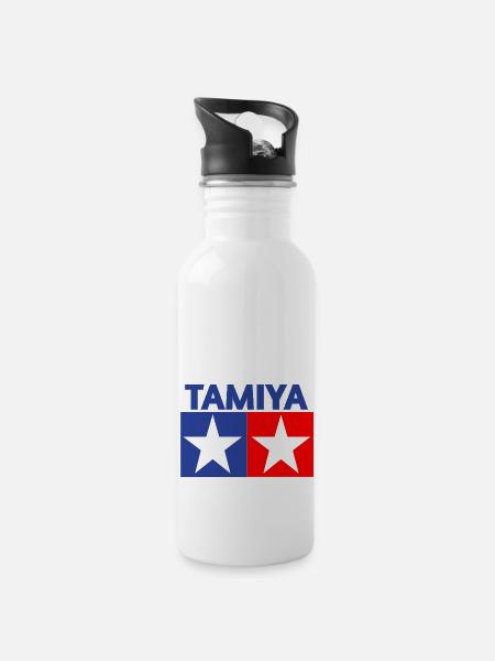 Tamiya Logo - Trinkflasche mit integriertem Trinkhalm - Weiß
