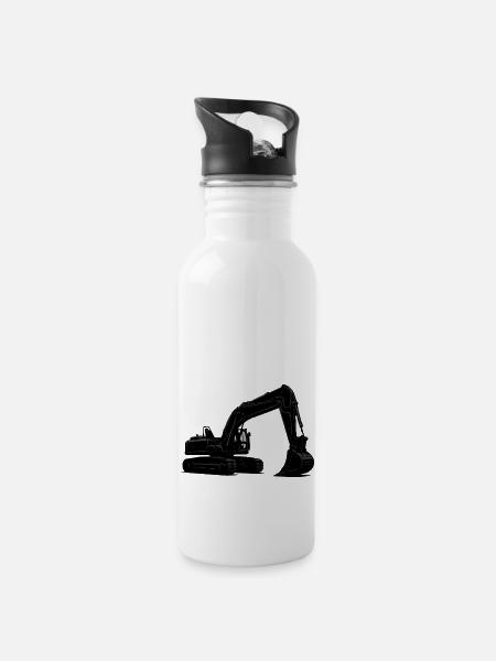 bagger - Trinkflasche mit integriertem Trinkhalm - Weiß